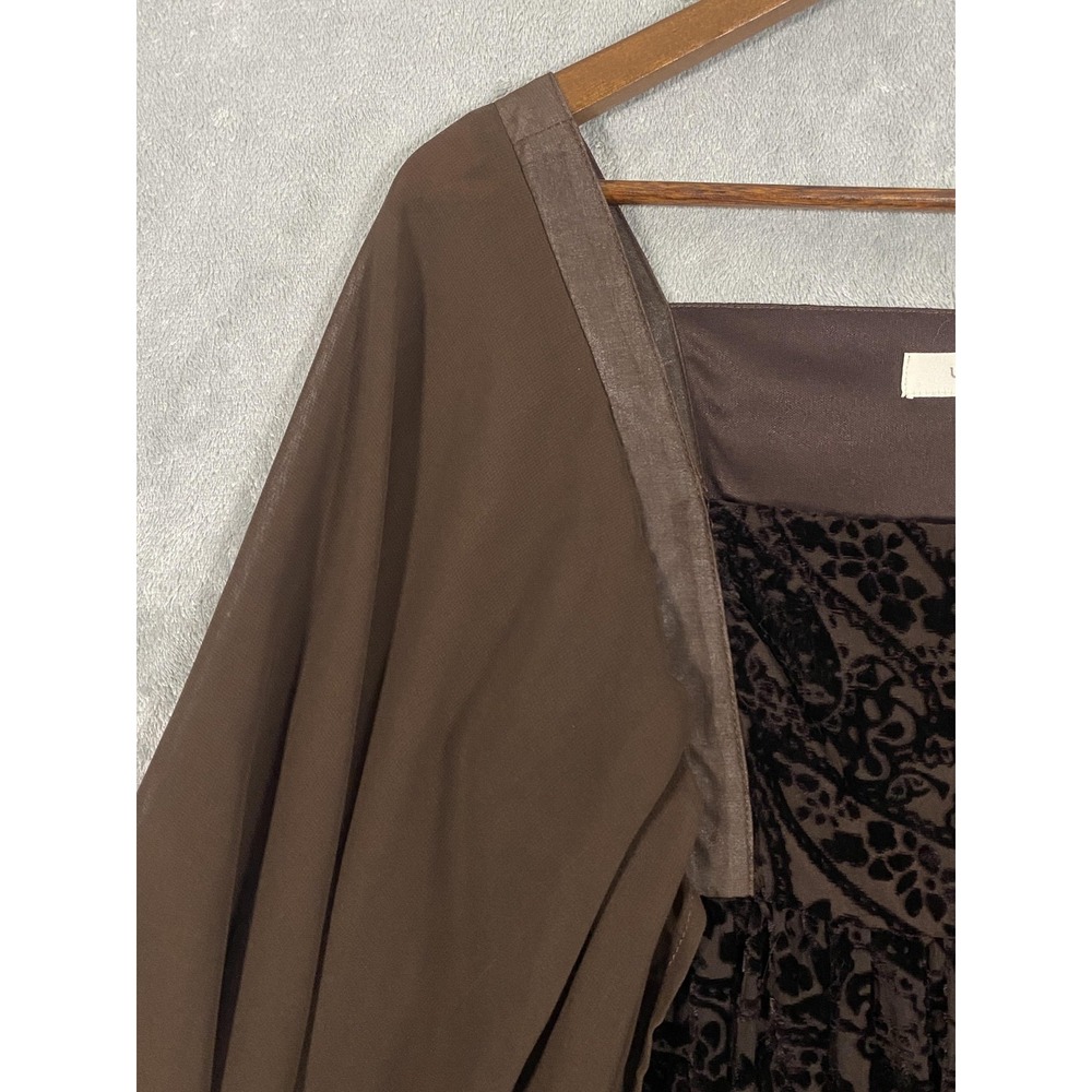 Umgee Dress Womens Sz M Brown Velvet Burnout‎ Stretch Boho Whimsigoth Night Out - Picture 3 of 13